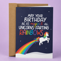 Unicorns Farting Rainbows Birthday Card