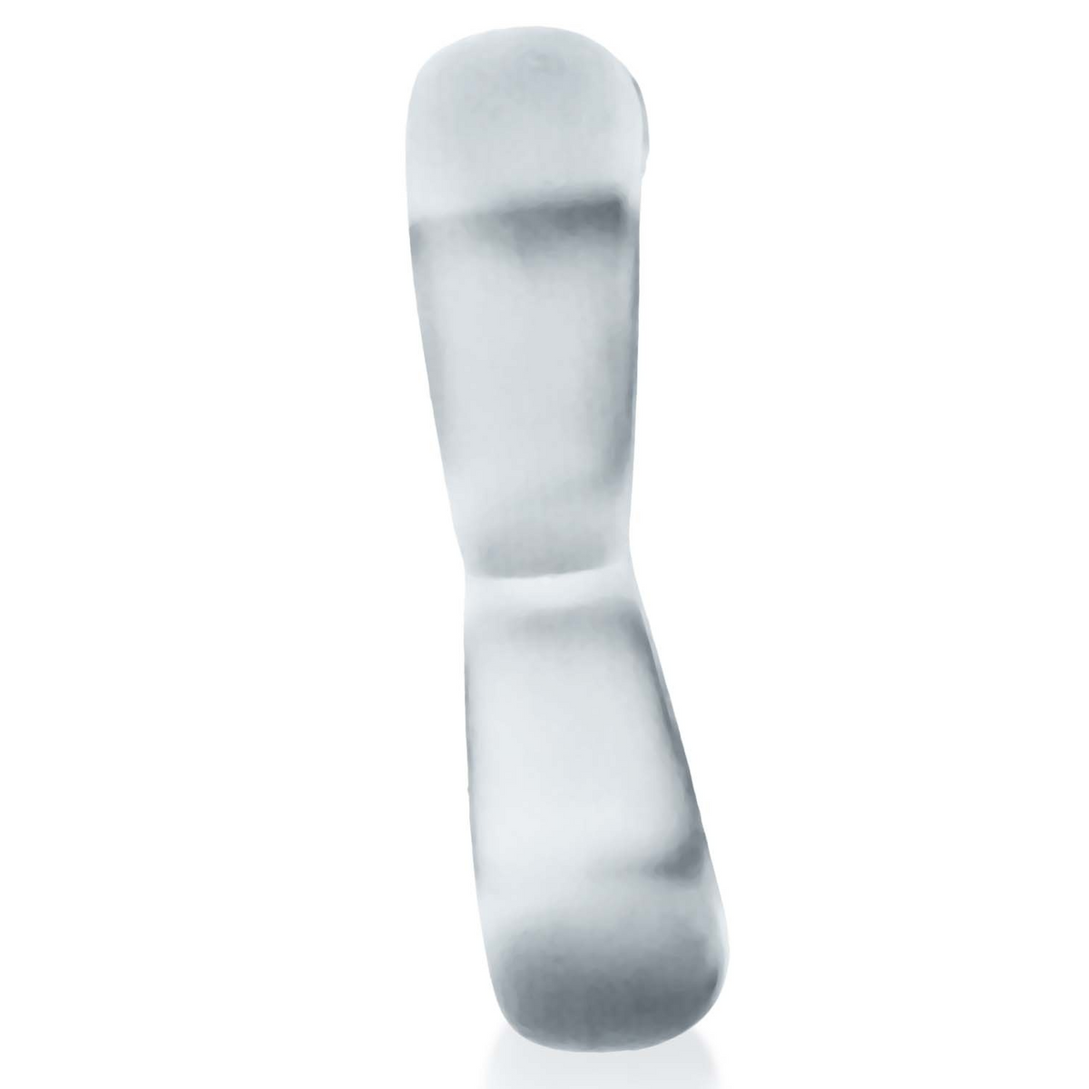 Hunkyjunk Boomerang double cock ring and nut tugger, Clear Steam