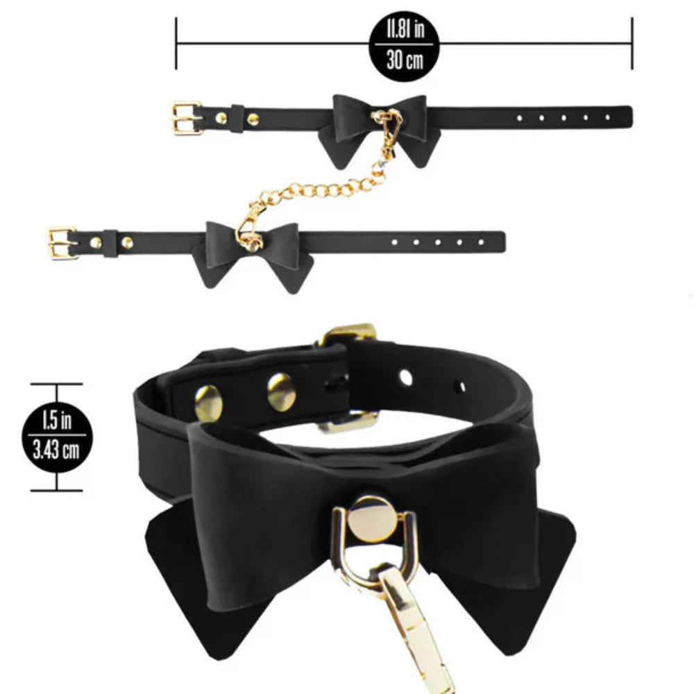 Temptasia Ardor - Silicone Wrist & Ankle Restraints - Black w/ Bow