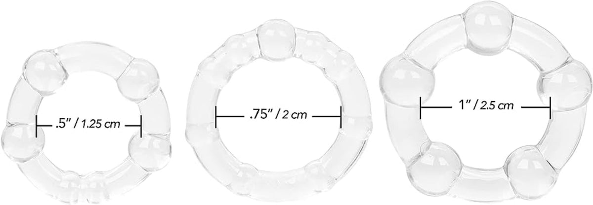 Calex "Island" Cock Rings 3pc -Clear