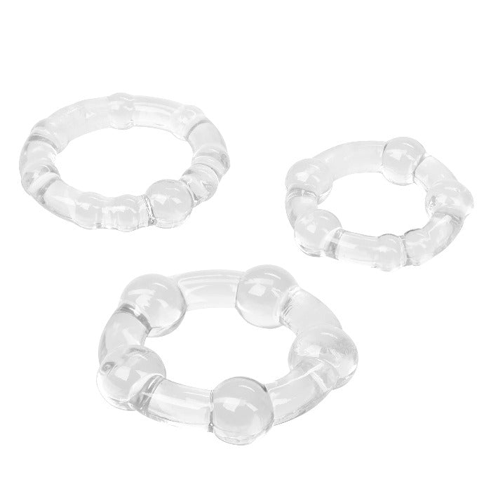 Calex "Island" Cock Rings 3pc -Clear
