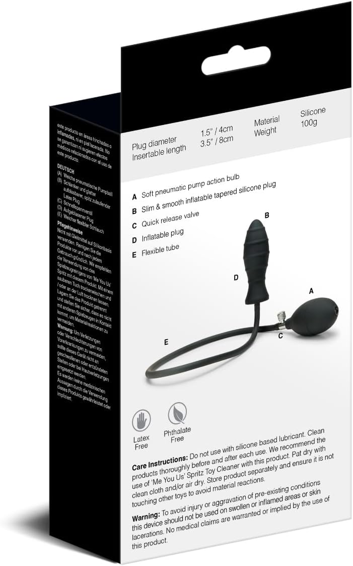 Me You Us "Inflatable" Anal Ribbed Plug - Black