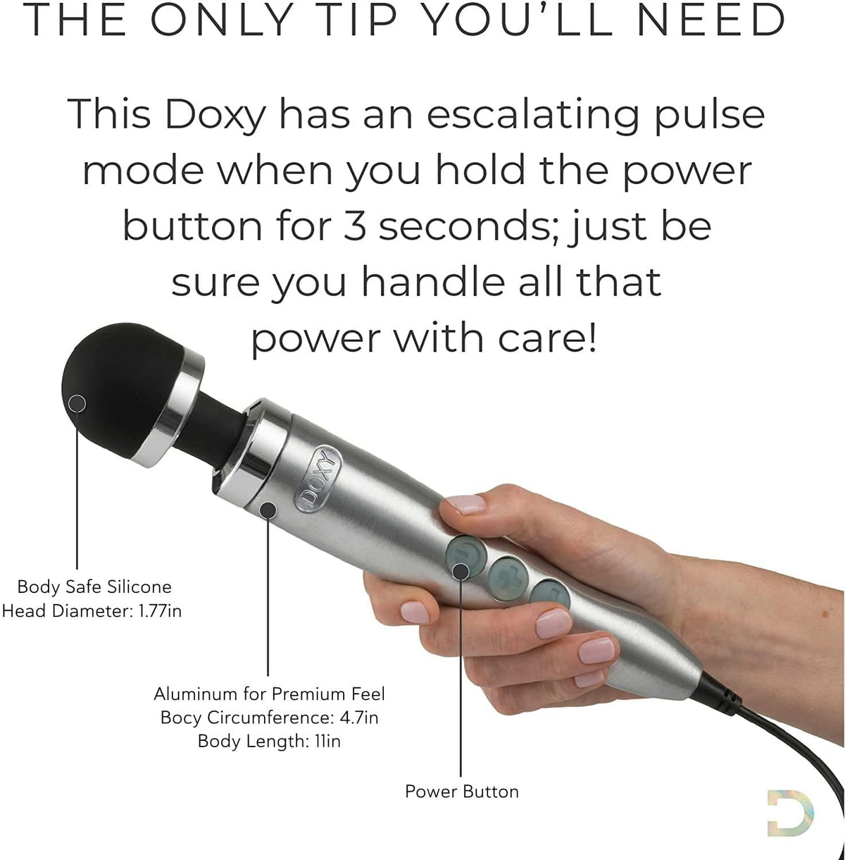 Doxy Die Cast 3 Vibrator Wand -Silver
