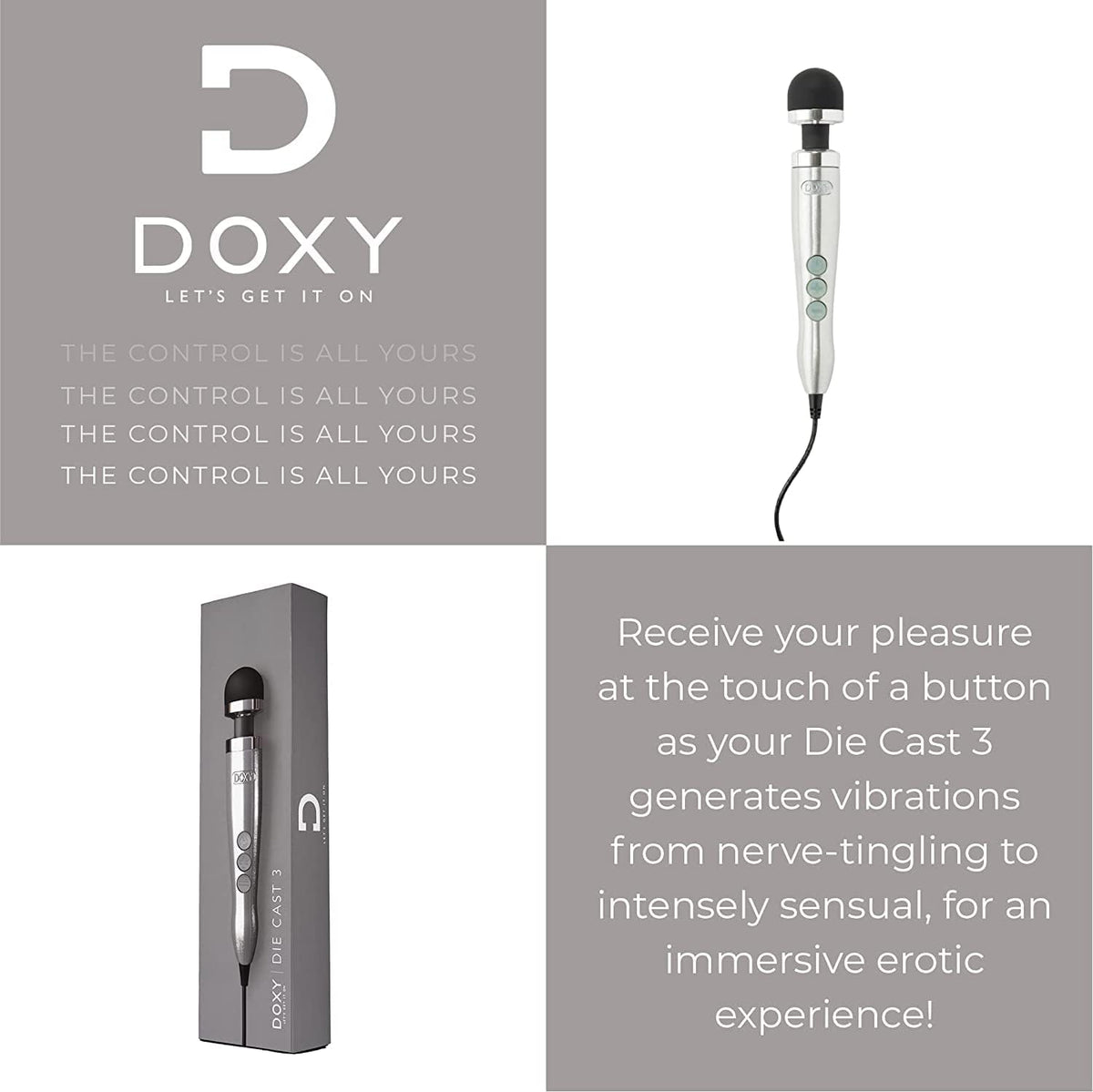 Doxy Die Cast 3 Vibrator Wand -Silver