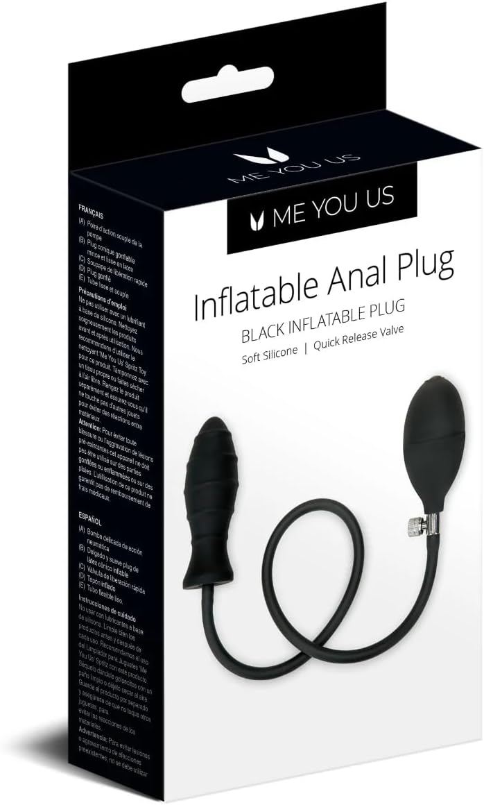 Me You Us "Inflatable" Anal Ribbed Plug - Black