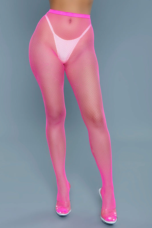 Be Wicked Up All Night Fishnet Pantyhose - Hot Pink