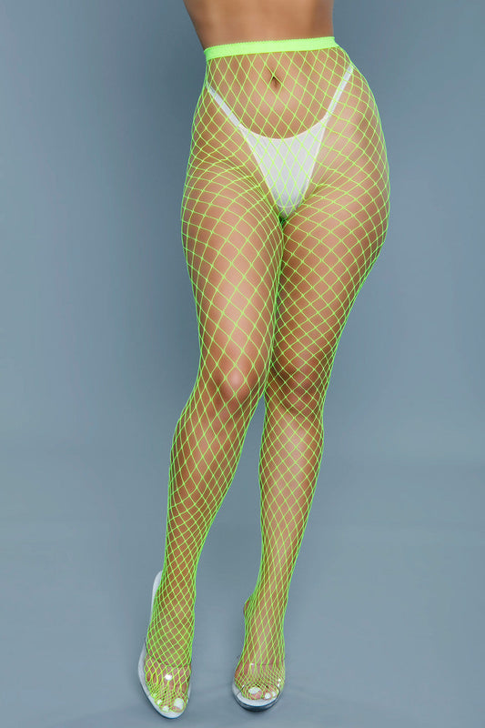 Be Wicked Can't Back Down Fishnet Pantyhose - Neon Green