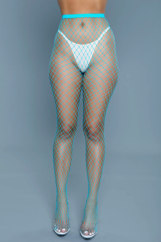 Be Wicked Can't Back Down Fishnet Pantyhose - Turquoise