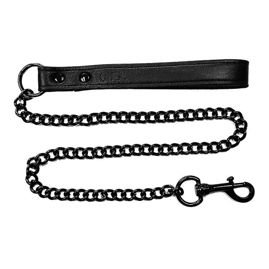 Rouge Genuine Leather Lead with Chain - Black