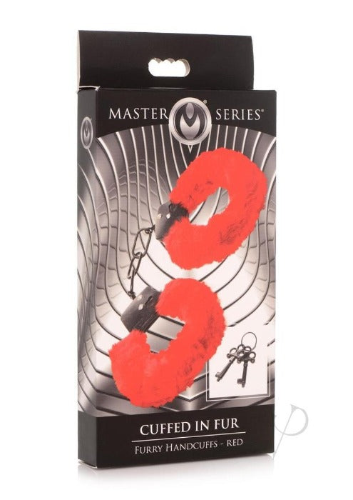 MS Cuffed In Fur Furry Handcuffs -Red