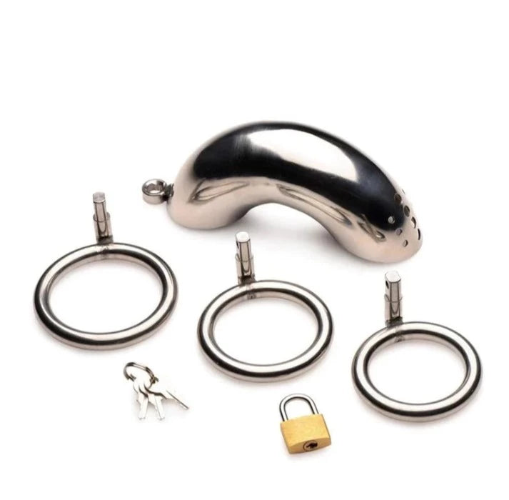 MS "Forged Captor" Locking Chastity Cage W/rings