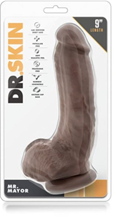 Dr. Skin 'Mr. Mayor' Dildo 9inch -Chocolate