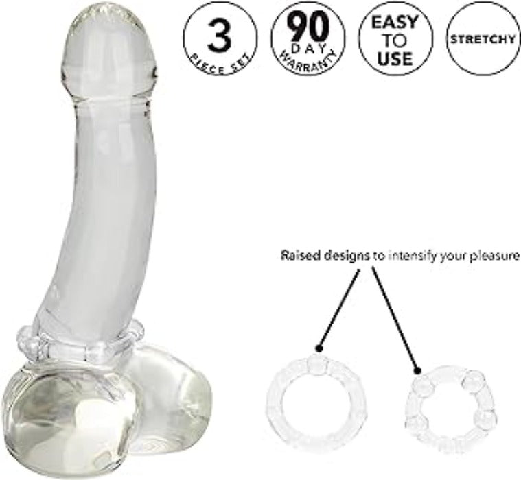 Calex "Island" Cock Rings 3pc -Clear