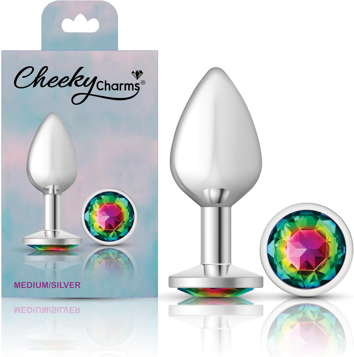 Cheeky Charms Gem Butt Plug - Medium/Silver