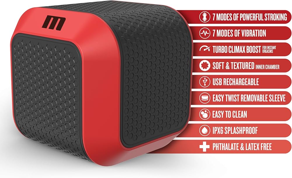 M for Men 'Slambox' Rotating Auto Stroker -Red
