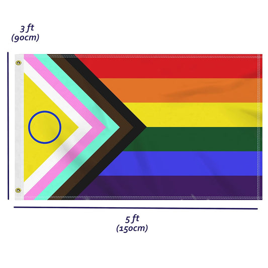 Inclusive Progress Pride Rainbow Flag - 3ft by 5ft