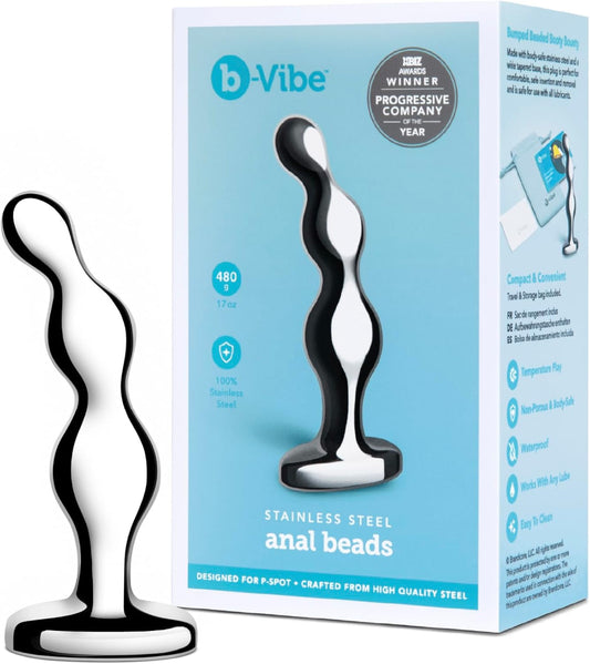 b-Vibe Stainless Steel 'Anal Beads' Silver