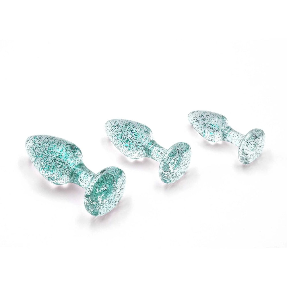 Adam & Eve Glitter Gem Butt Plug Set -Blue