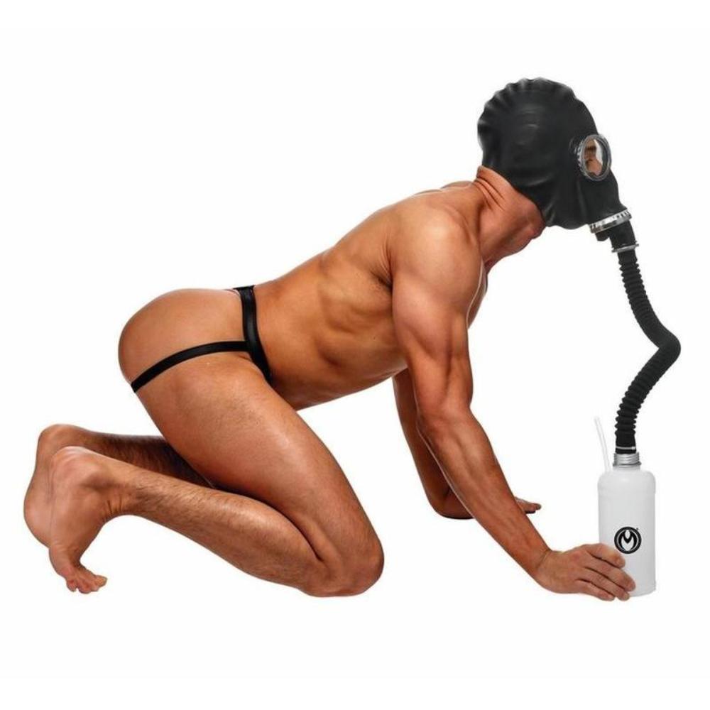 MS "Dark Inhaler" Gas Mask w/ Bottle – Black/White
