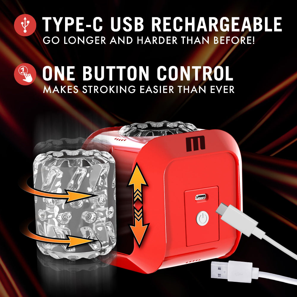 M for Men 'Slambox' Rotating Auto Stroker -Red