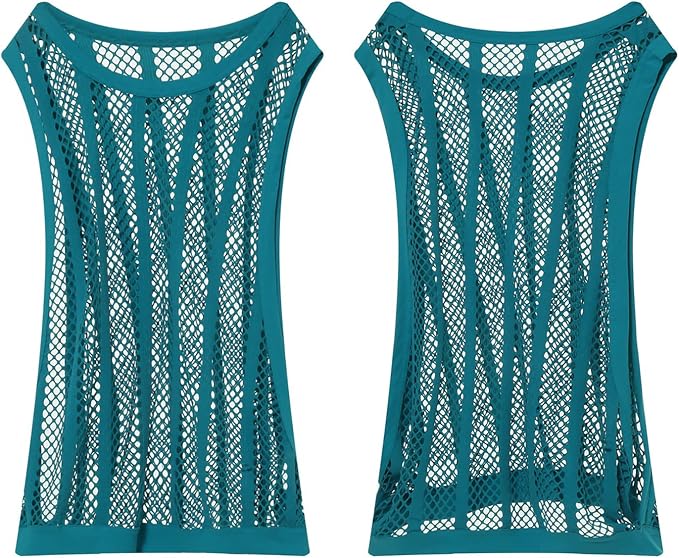 Fishnet & Stripe Mesh Tank Top
