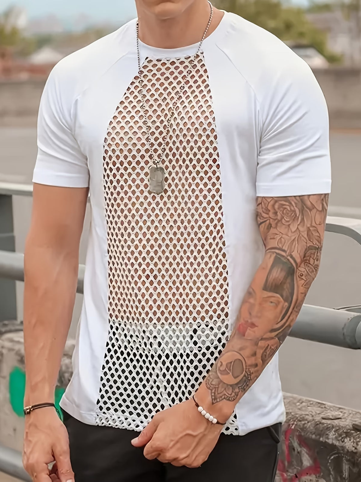 FRONT PANEL MESH TSHIRT