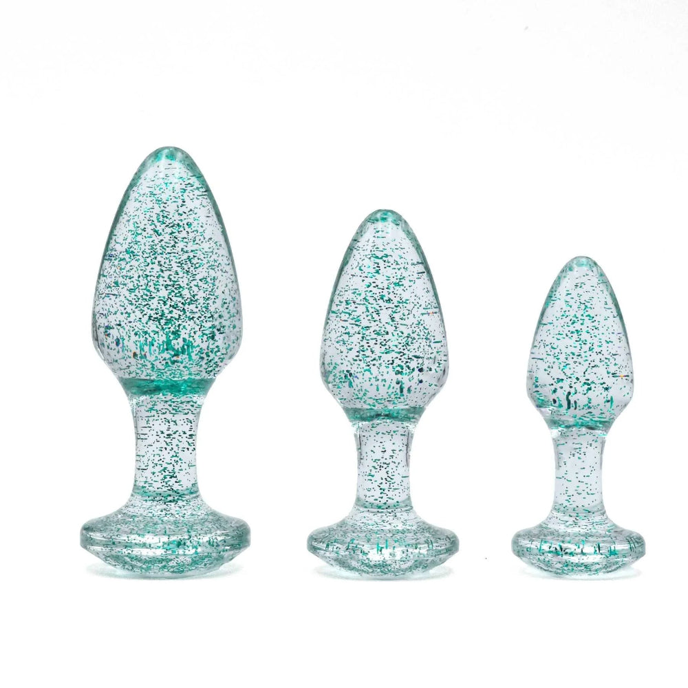 Adam & Eve Glitter Gem Butt Plug Set -Blue
