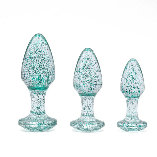 Adam & Eve Glitter Gem Butt Plug Set -Blue