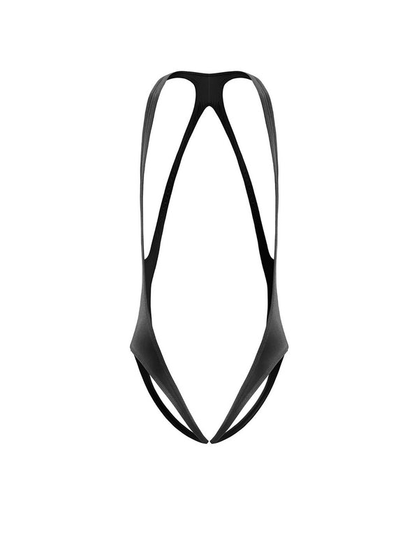 Men's Criss-Cross Open-Back Bodysuit - Black