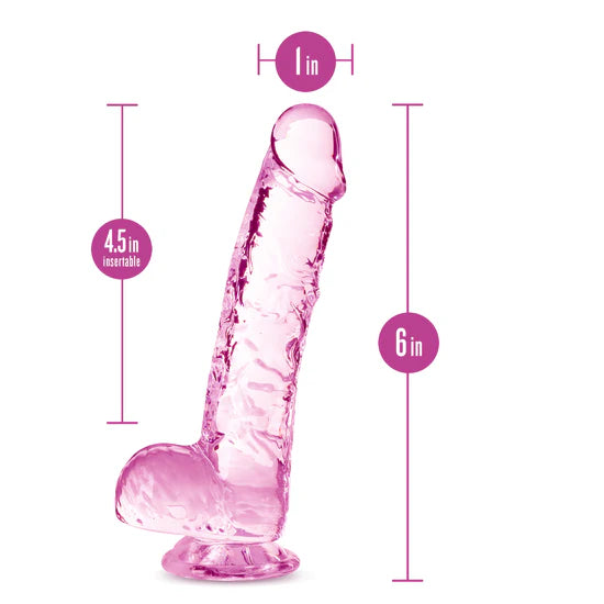 Naturally Yours Crystalline Dildo 6" - Pink