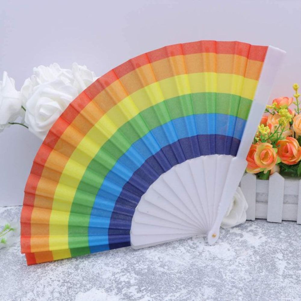 Rainbow Pride Hand Fan - Small, Plastic