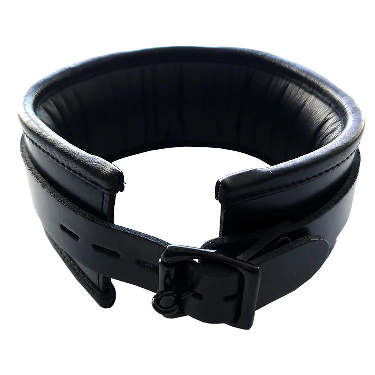 Rouge  Leather Padded Collar Black with Black