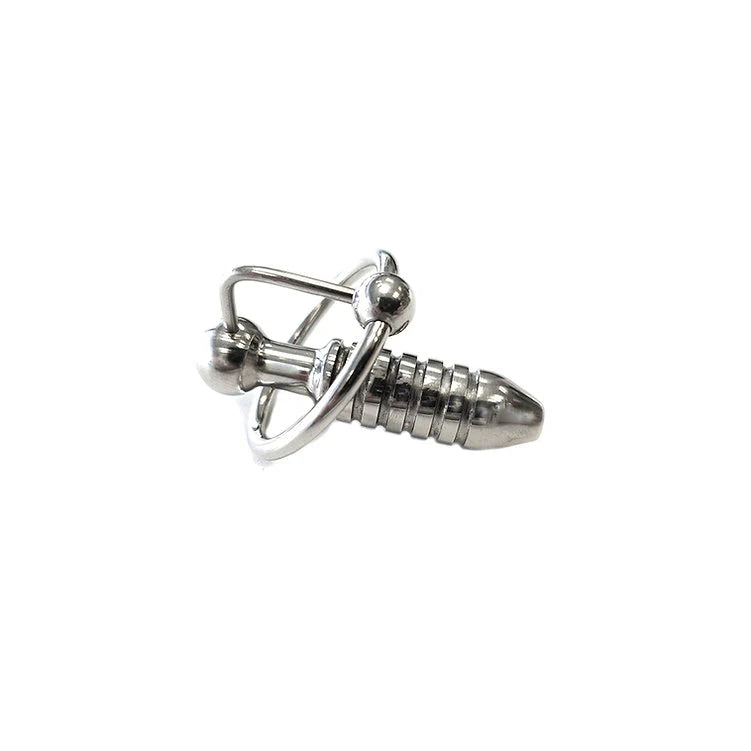 Rouge SS 'Hollow Beaded Probe' & Cock Ring - 1cm thick
