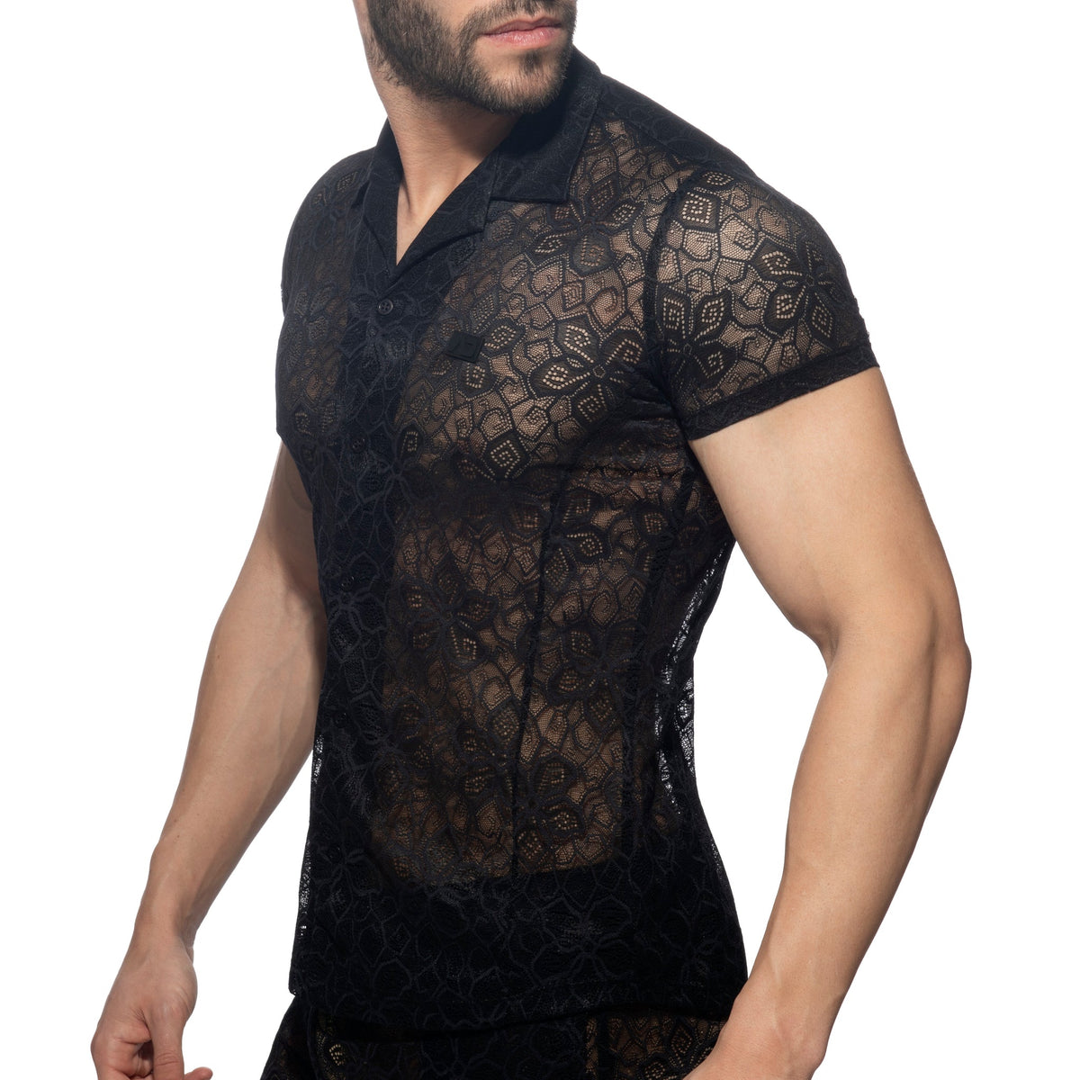 Addicted Flowery Lace Shirt - Black