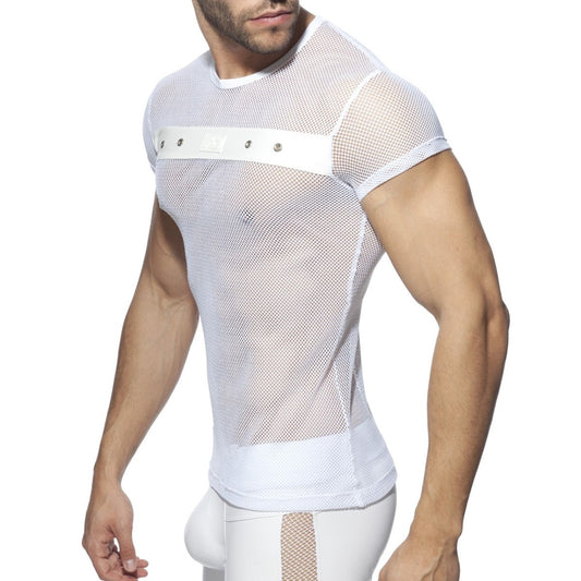 AD Fetish Mesh Mixed T-Shirt - White