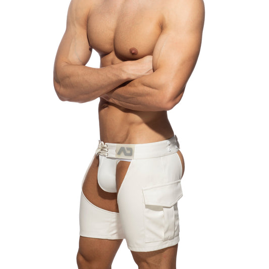 AD Fetish Chaps Shorts - White (ADF194)