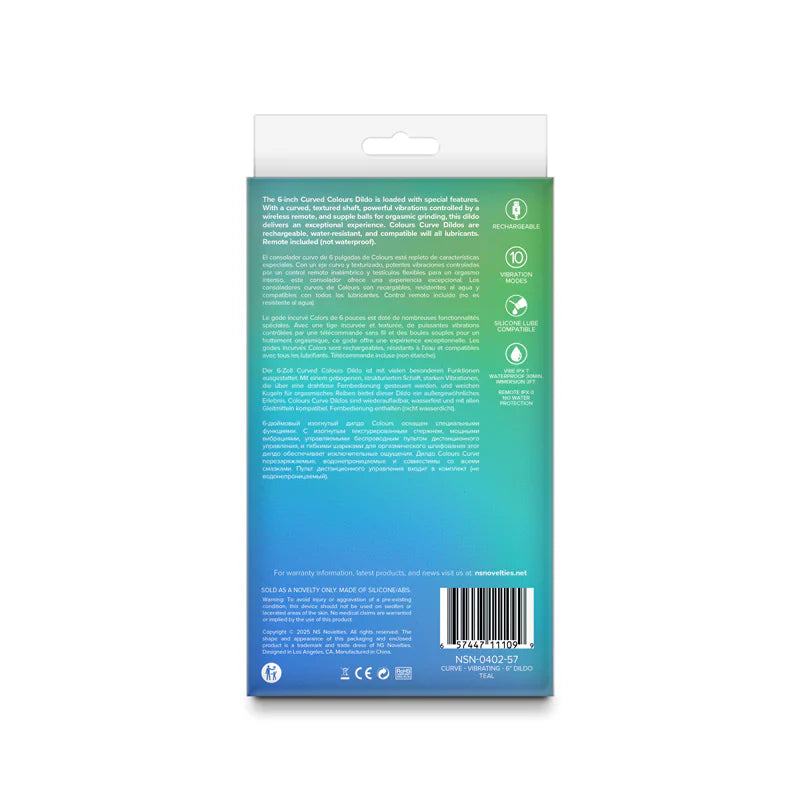 Colours 'Curve' Vibrating 6" Dildo -Teal