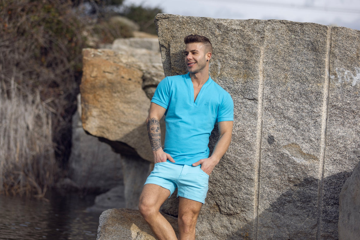 Addicted 5 Pockets Summer Shorts - Sky Blue