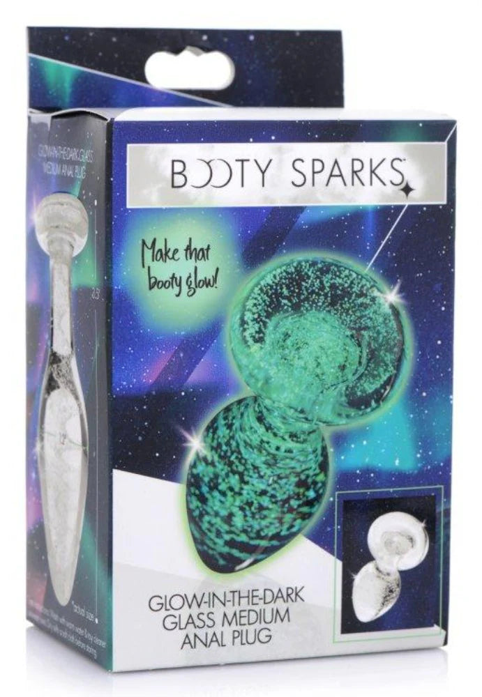 Booty Sparks "Glow-in-the-Dark" Glass Anal Plug -Med