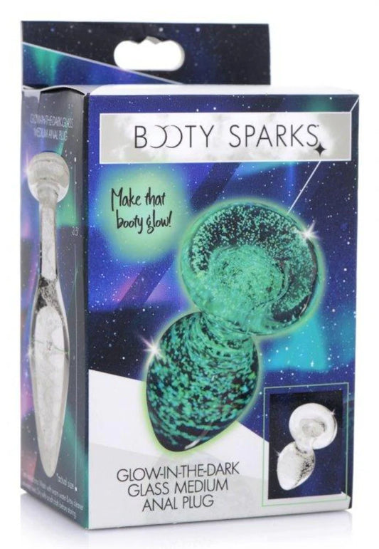 Booty Sparks "Glow-in-the-Dark" Glass Anal Plug -Med