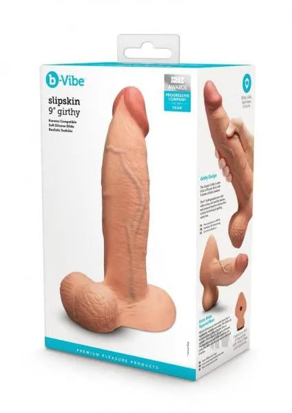 Slipskin Realistic Silicone Dildo - 9" Girthy Mocha