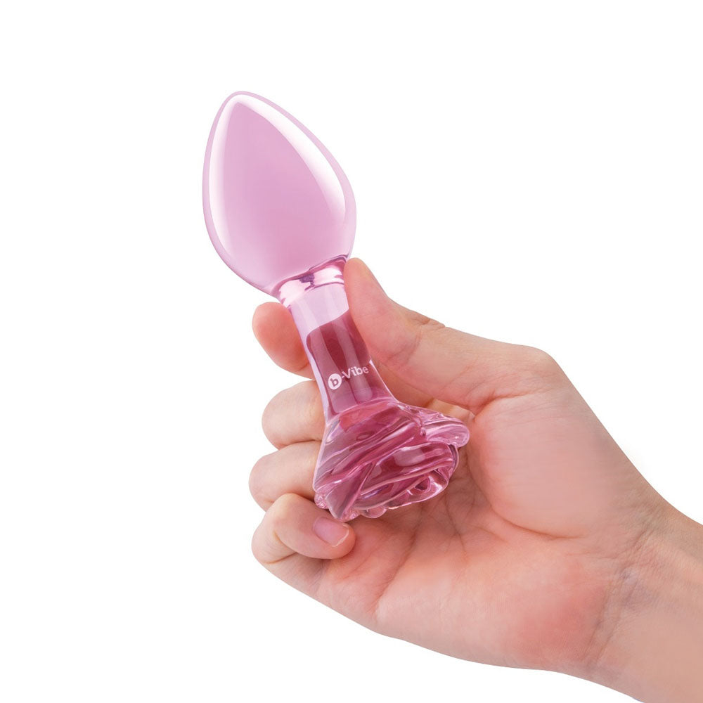 B-Vibe Glass Rose Plugs 2pk - Pink