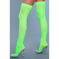 Be Wicked Opaque Nylon Thigh Highs - Neon Green