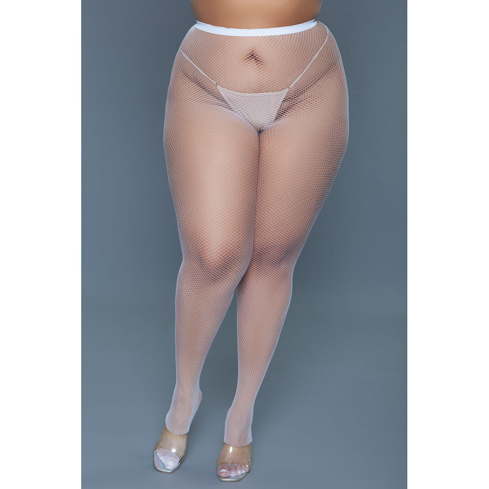 Be Wicked Up All Night Fishnet Pantyhose - White - Queen - view 3