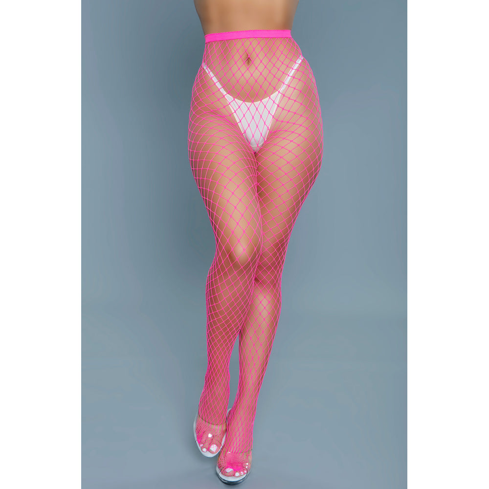Be Wicked Can't Back Down Fishnet Pantyhose - Hot Pink - view 3