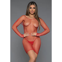 Be Wicked Amuse You Fishnet Minidress - Red