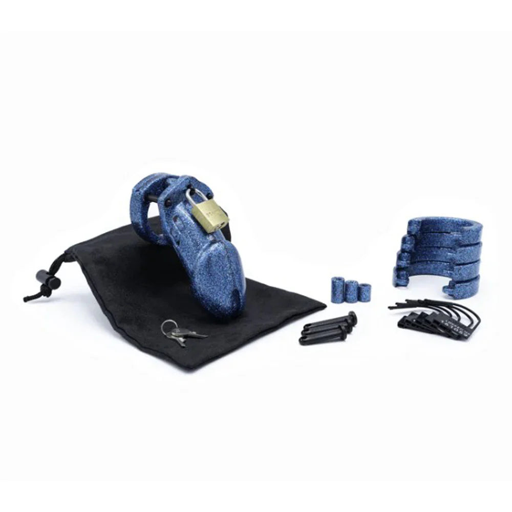 CB-6000 Cock Cage Chastity Kit -Blue Glitter
