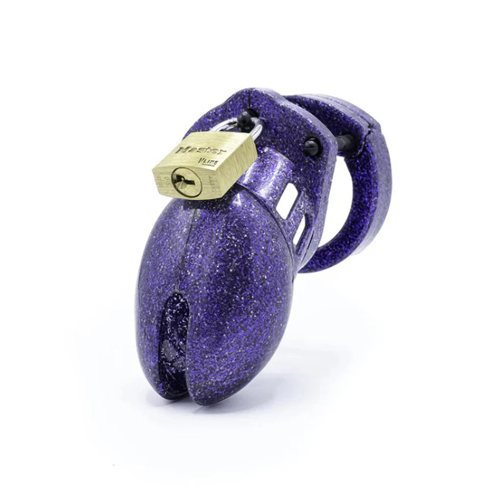 CB-6000S Cock Cage Chastity Kit -Purple Glitter
