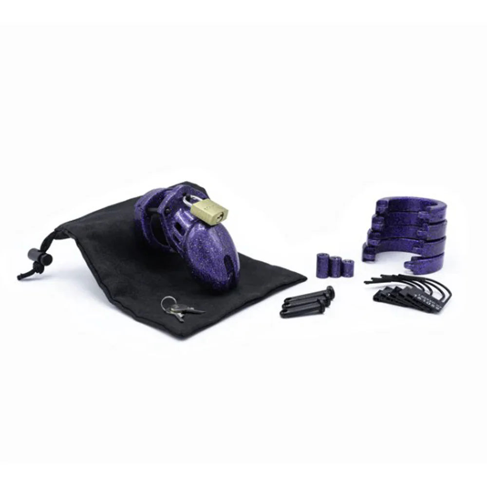 CB-6000S Cock Cage Chastity Kit -Purple Glitter