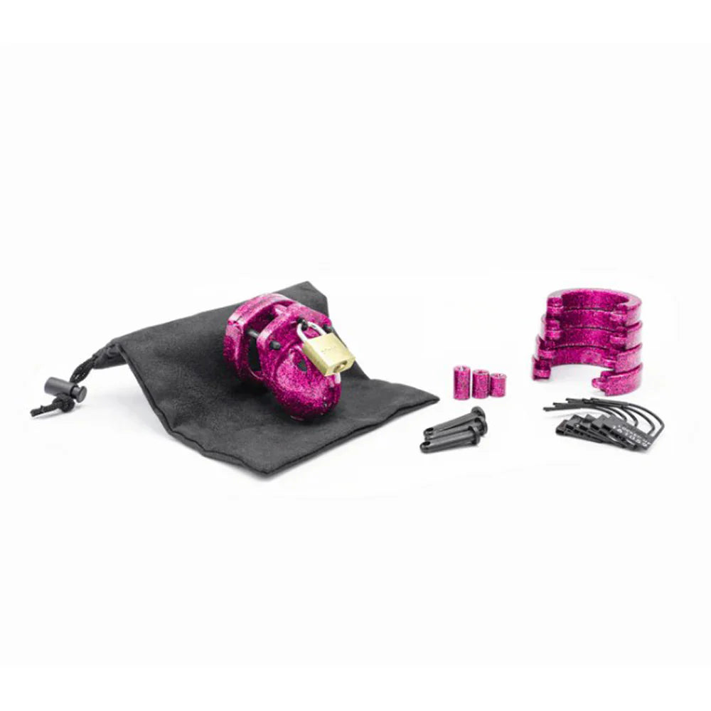 CB-X "Mini-Me" Cock Cage Chastity Kit -Pink Glitter